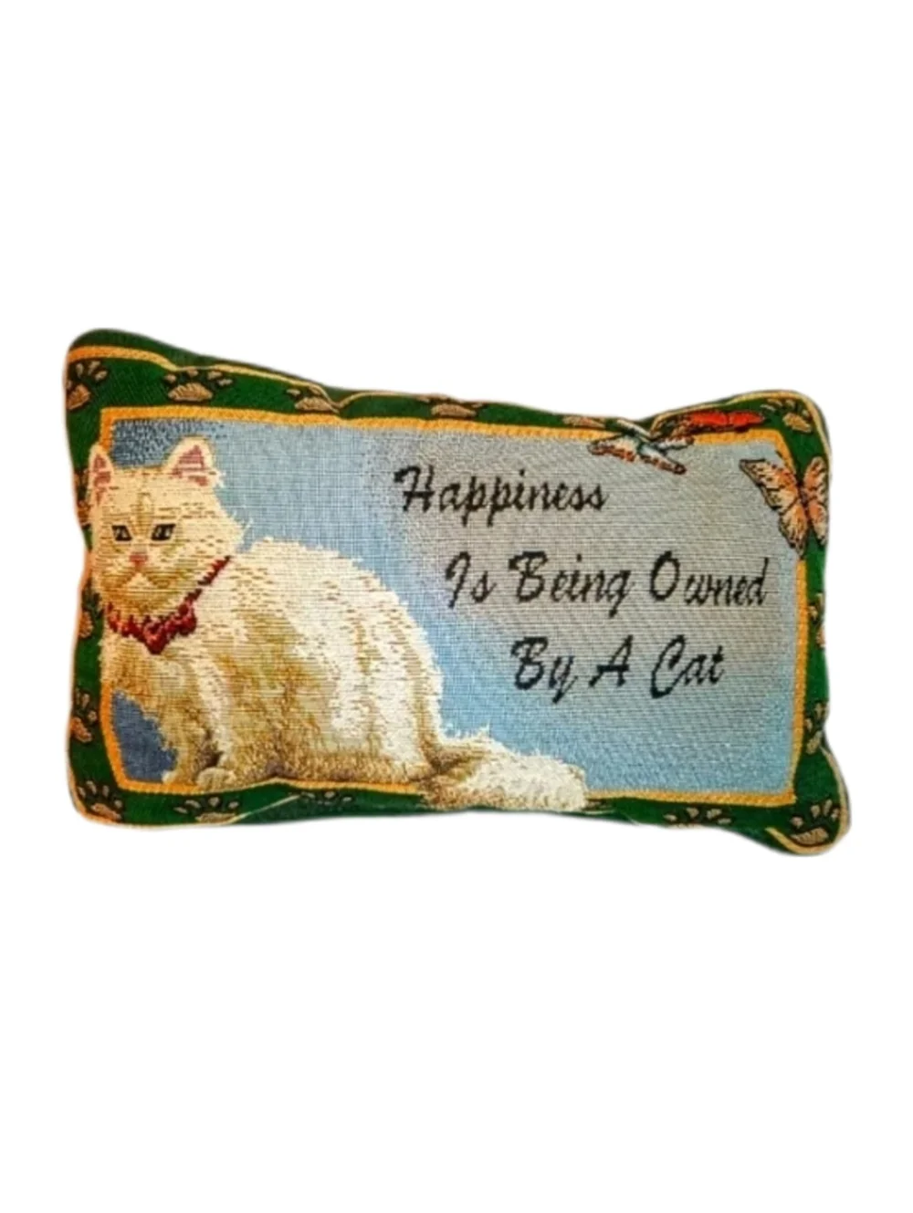 Vintage Cat Tapestry Pillow Cottagecore Grannycore Cottage Cat Lover Decor 13x9